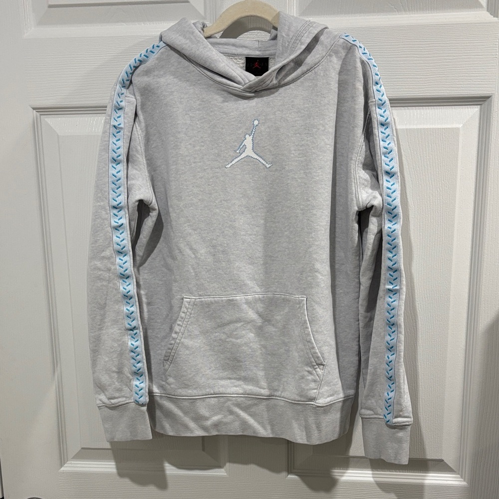 Jordan Gray Hoodie with Blue Accents